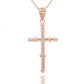 Gold Bamboo Textured Cross Pendant Chain