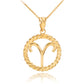 12 Gold Astrological Zodiac Sign In Circle Rope Pendant Chain