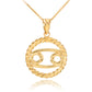 12 Gold Astrological Zodiac Sign In Circle Rope Pendant Chain