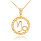 12 Gold Astrological Zodiac Sign In Circle Rope Pendant Chain