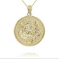 Gold Roaring Tiger Medallion Pendant Chain