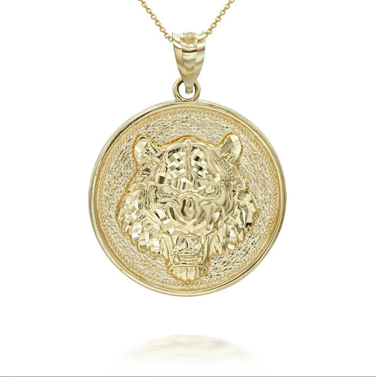 タイガーモチーフメダリオンコインネックレス メンズ