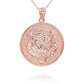 Gold Roaring Tiger Medallion Pendant Chain