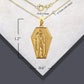 Solid Gold Egyptian Anubis Coffin Ankh Cross Beaded Pendant Chain