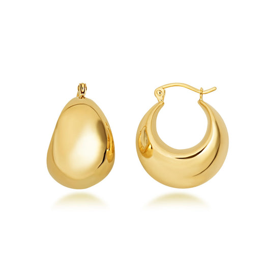 14Kゴールドチャンキーフープピアス