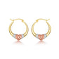 Tri-Color Gold Textured Heart Hoop Earrings
