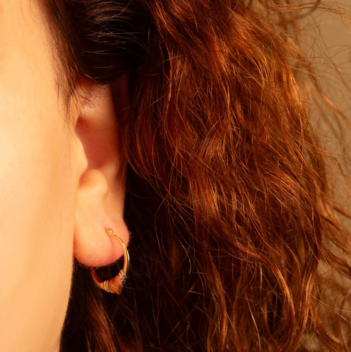 Tri-Color Gold Textured Heart Hoop Earrings