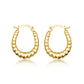 Yellow-Gold Beaded Oval Hoop Earrings