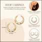 Tri-Color Gold Ribbed Twist Hoop Earrings