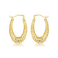 Yellow Gold Diamond Cut Oval Hoop Earrings