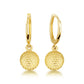 Yellow-Gold Golf Ball Textured Drop Huggie Earrings