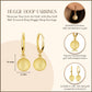Yellow-Gold Golf Ball Textured Drop Huggie Earrings
