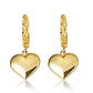 Yellow-Gold Heart Shape Love Cuban Link Huggie Hoop Earrings