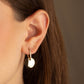 14K Yellow Gold Diamond Cut Textured Disc Drop Huggie Hoop Earrings