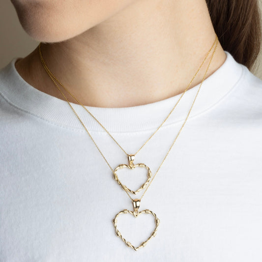 Gold Heart Crown Of Thorns Jesus Christ Pendant Necklace XS/S/M/L/XL