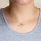 Gold Diamond Studded Winged Heart Pendant Necklace