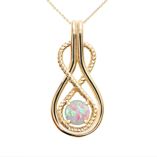 Gold Rope Infinity Teardrop Pendant Necklace