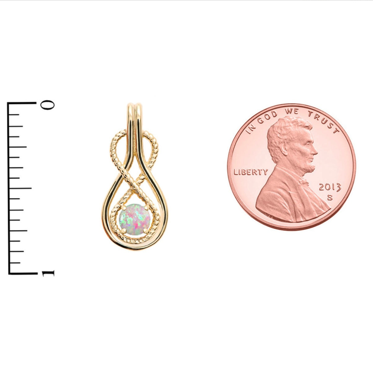 Gold Rope Infinity Teardrop Pendant Necklace