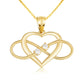 Gold Cubic Zirconia Heart Infinity Rope Pendant Necklace