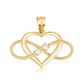 Gold Cubic Zirconia Heart Infinity Rope Pendant Necklace