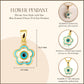 14K Yellow Gold Blue Enamel Flower Evil Eye Of Protection Pendant Necklace
