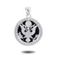 925 Sterling Silver Black Onyx Eagle Rope Medallion Pendant Chain