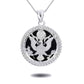 925 Sterling Silver Black Onyx Eagle Rope Medallion Pendant Chain