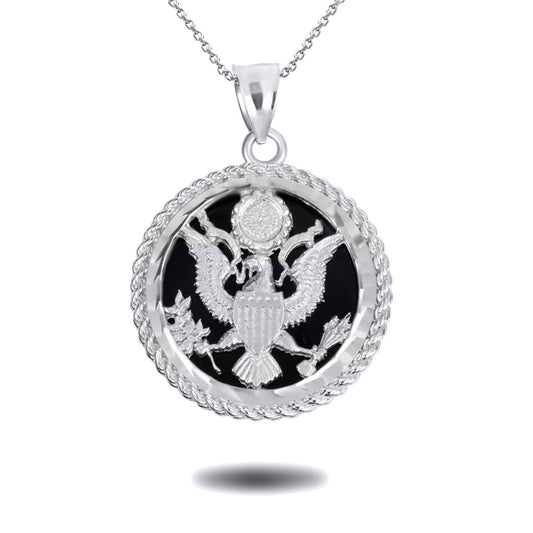 シルバー925 ブラックオニキスイーグルメダリオンペンダント