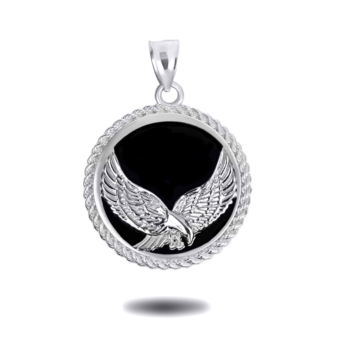 Black Onyx Eagle Rope Medallion Pendant Chain