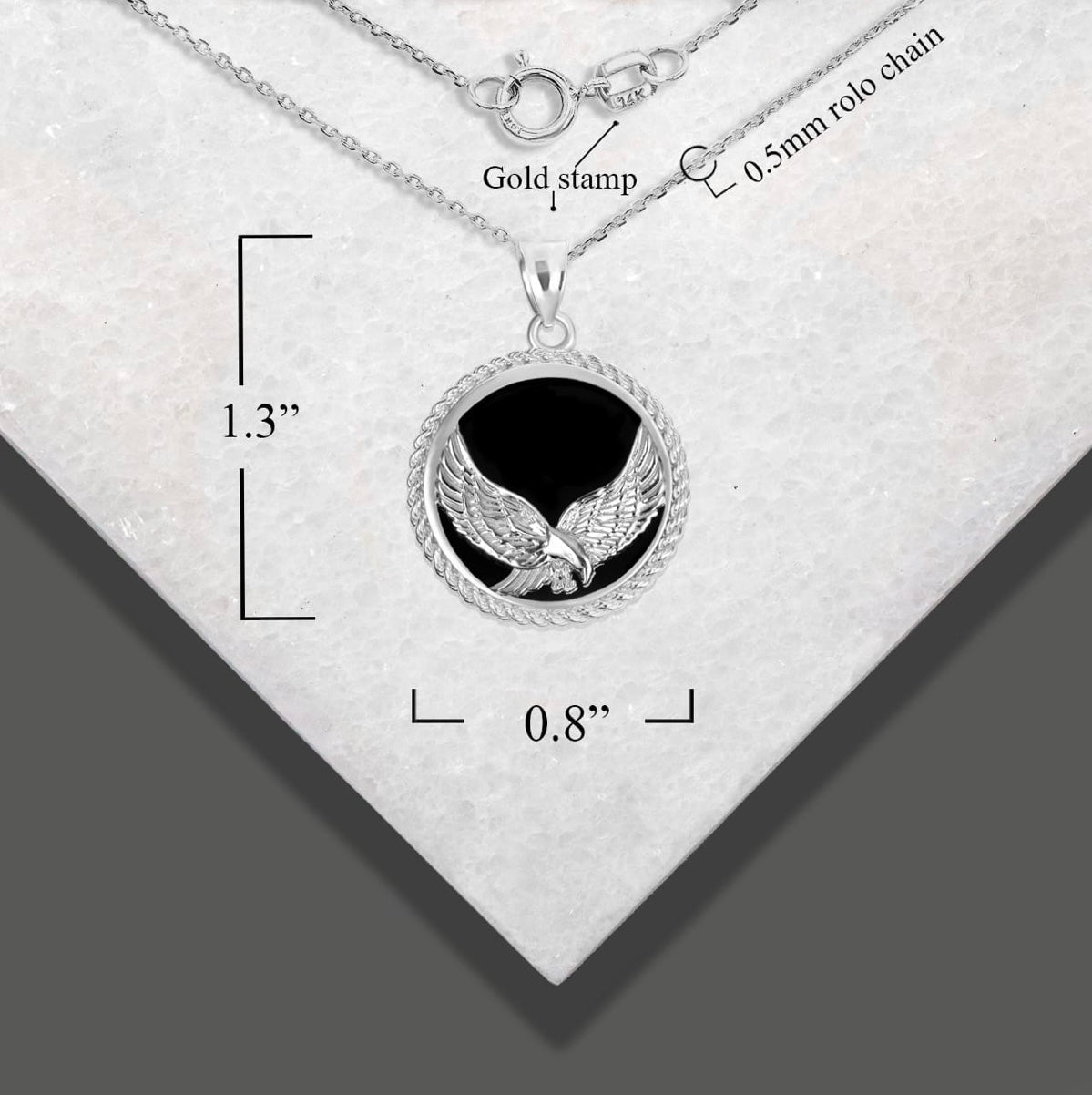 Black Onyx Eagle Rope Medallion Pendant Chain