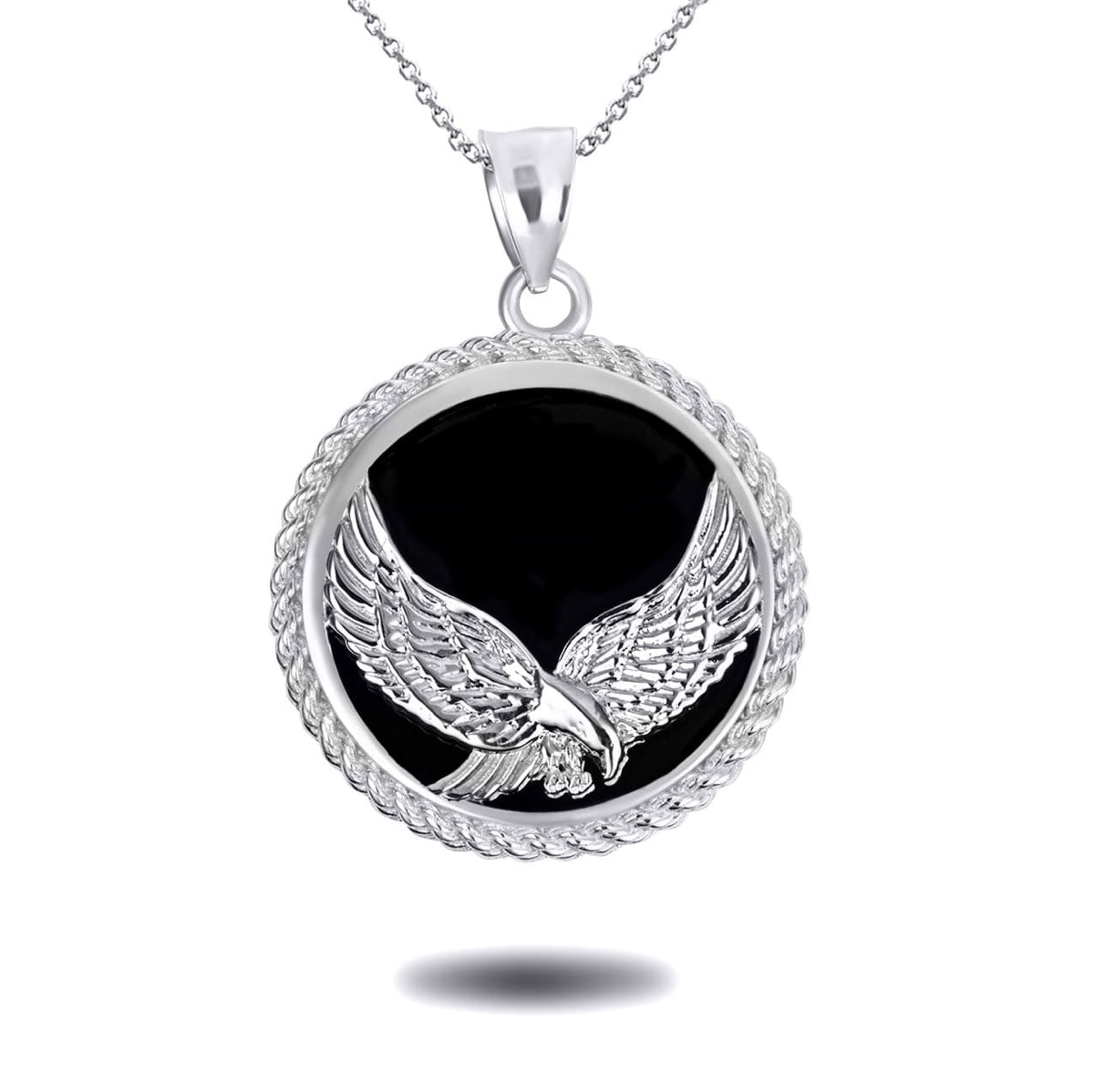 Black Onyx Eagle Rope Medallion Pendant Chain