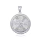 925 Sterling Silver Cubic Zirconia Saint Michael Archangel Beaded Coin Pendant Chain