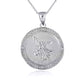 925 Sterling Silver Cubic Zirconia Saint Michael Archangel Beaded Coin Pendant Chain