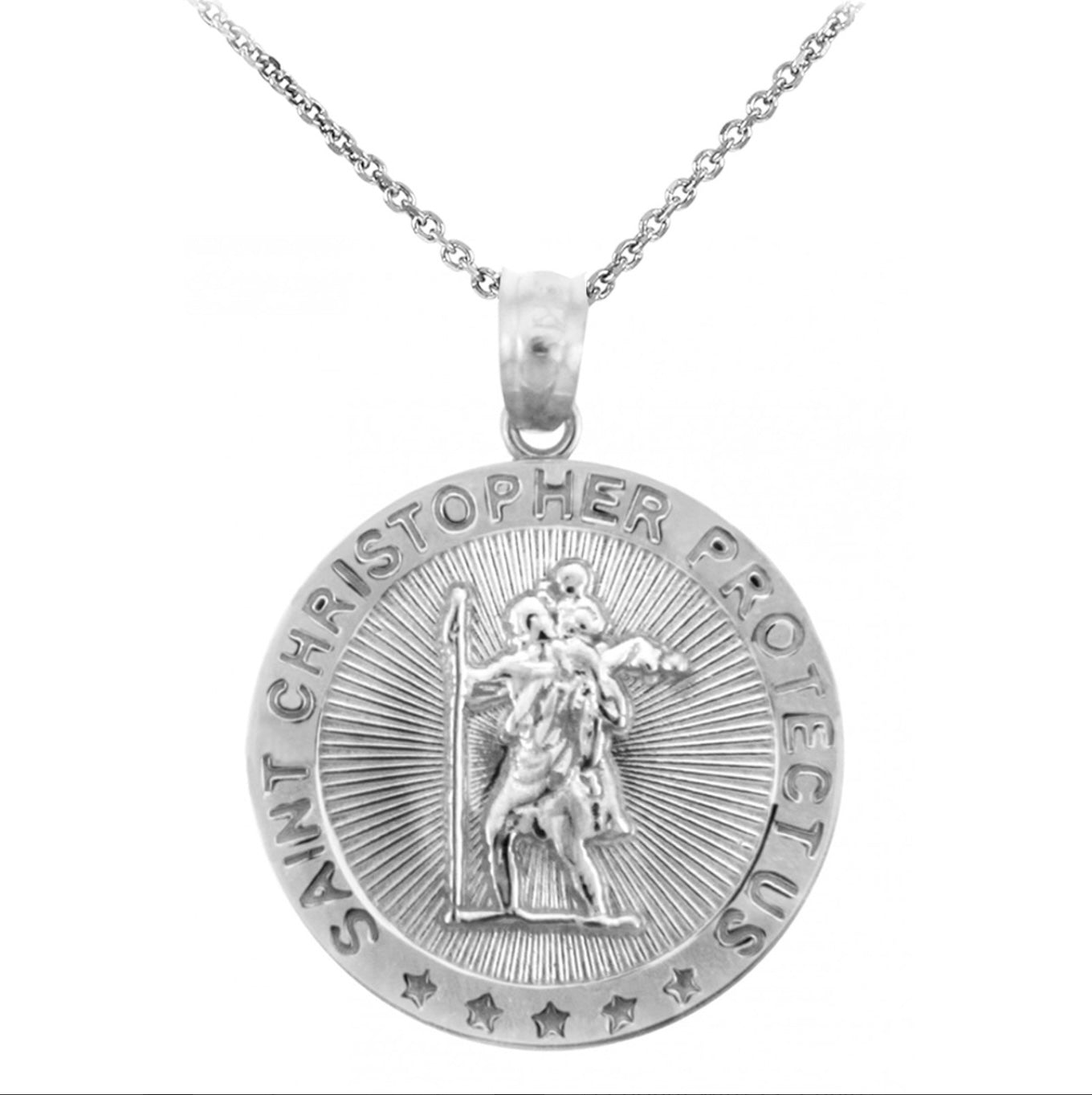 St. Christopher Sterling Silver Coin Pendant Chain