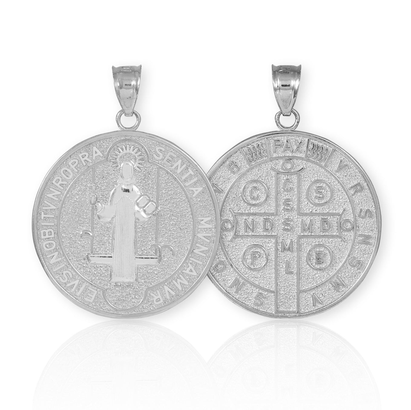 Sterling Silver St. Benedict Coin Medallion Pendant Chain