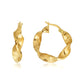 14K Yellow Gold Oval Striped Wavy Hoop Earrings