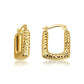 14K Yellow Gold Ribbed Square Hoop Diamond Cut Earrings