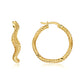 14K Yellow Gold Wavy Twisted Rope Hoop Earrings