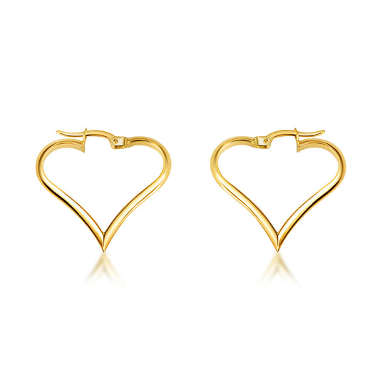 14金ハートフープピアス