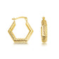 14K Yellow Gold Textured Geometric Hoop Earrings