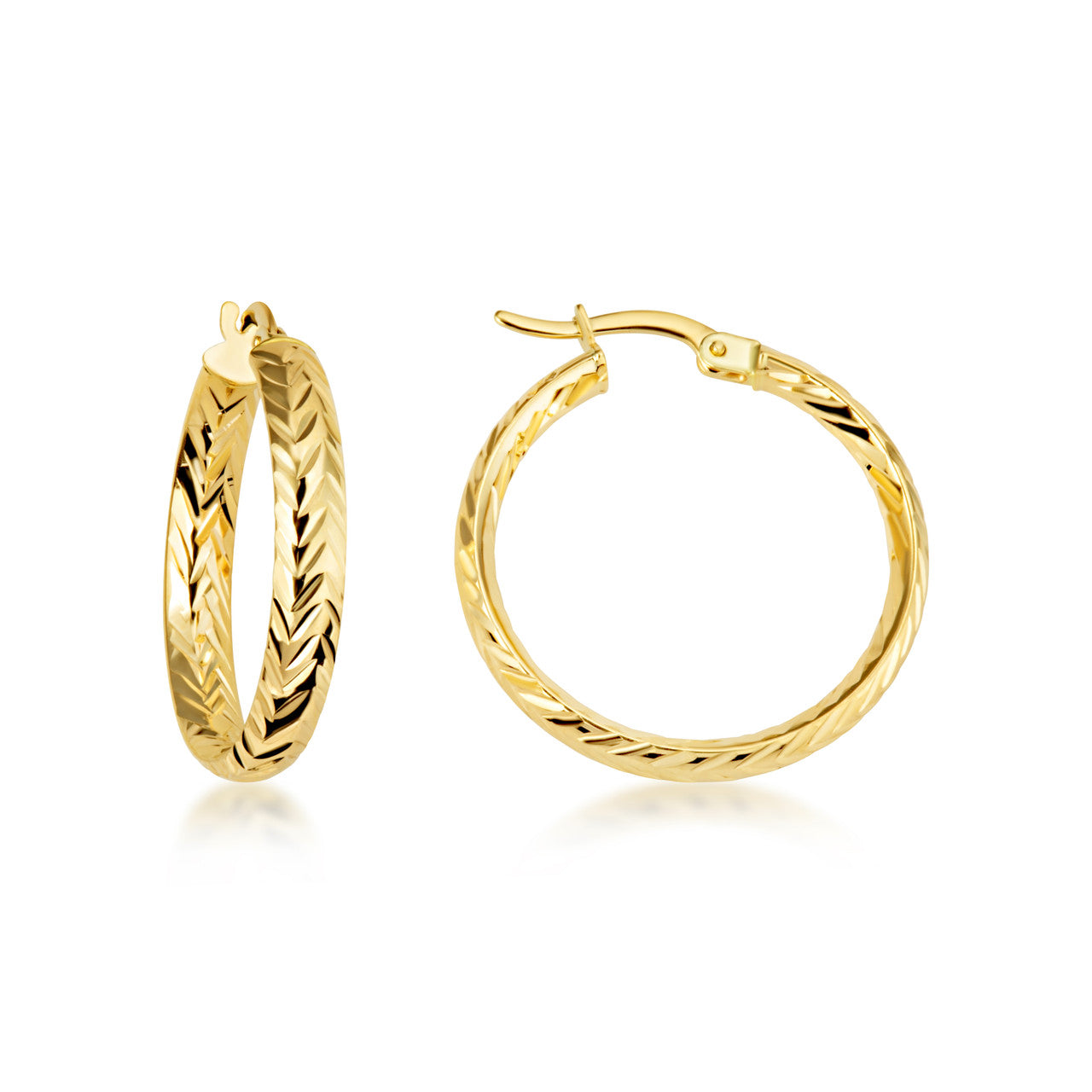 14K Yellow Gold Reversible Twisted Tube Hoop Earrings