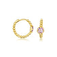 14K Yellow Gold Amethyst Birthstone Beaded Huggie Hoop Earrings