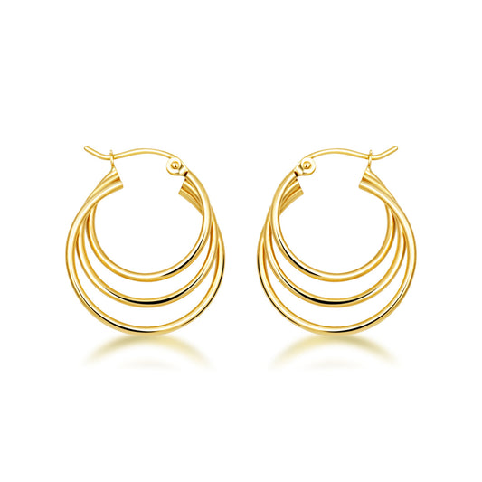 14金3連フープピアス