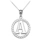 Sterling Silver "AZ" Initial in Rope Circle Pendant Chain