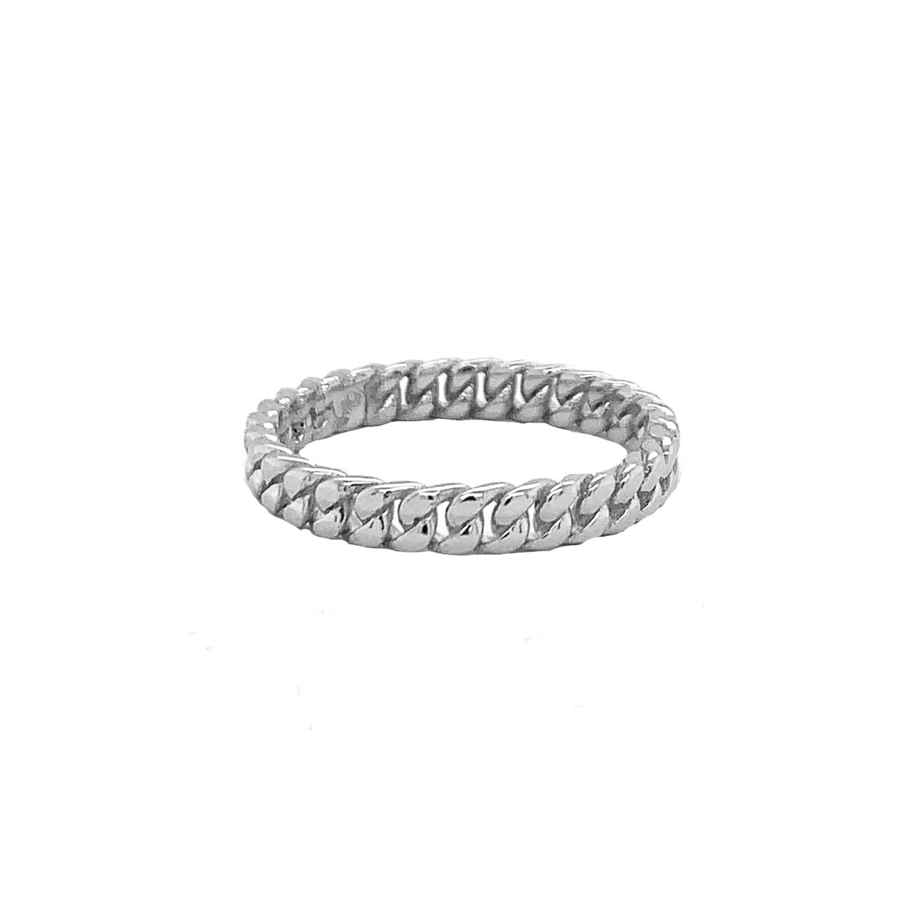 3mm Silver Cuban Link Chain Ring
